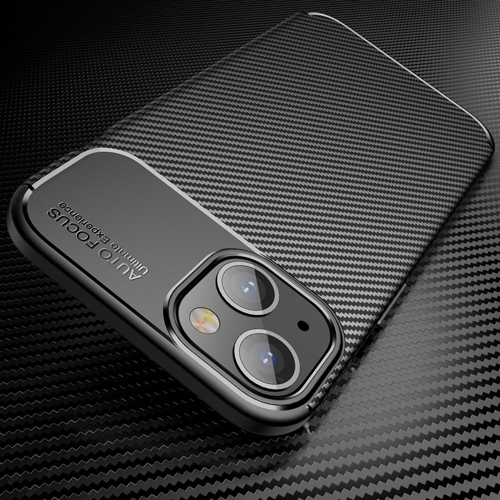 iPhone 13 Series Shockproof Soft Silicone Carbon Fiber Phone Case
