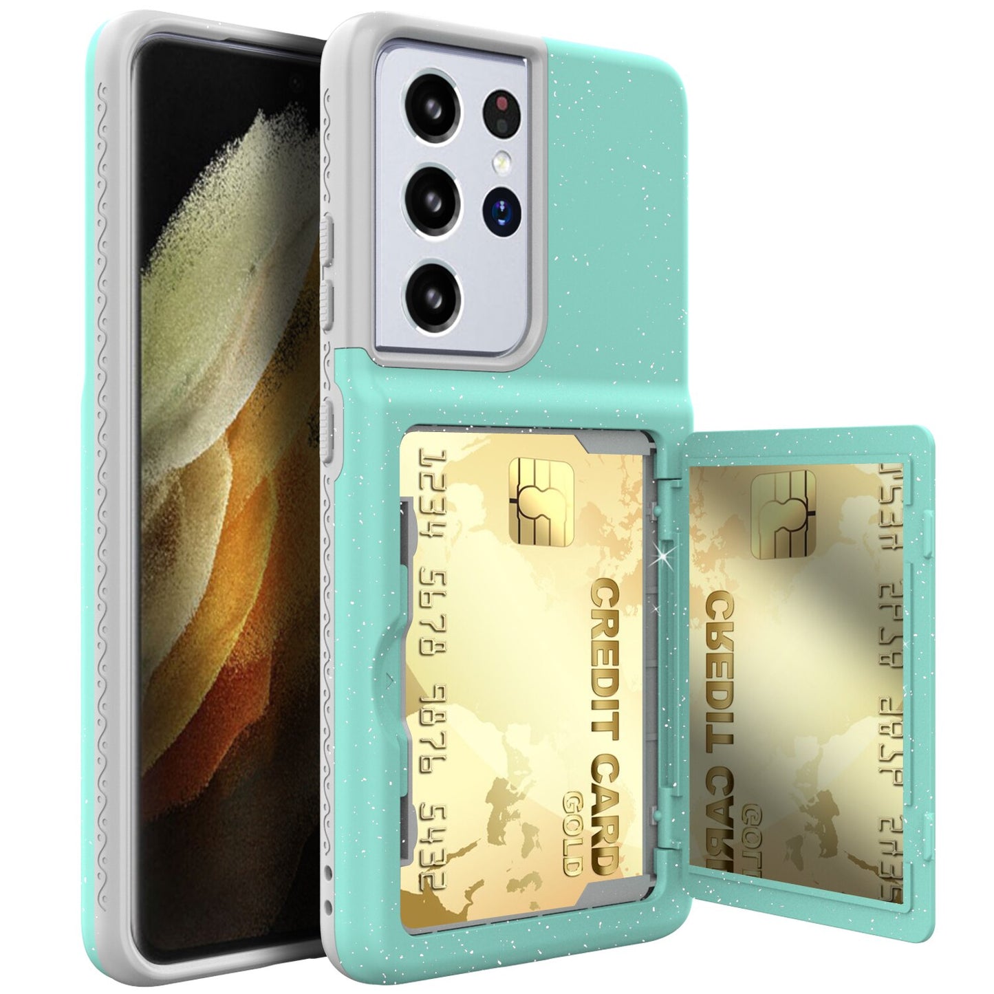 Samsung S21/Plus/Ultra Flip Cardholder Case with Makeup Mirror