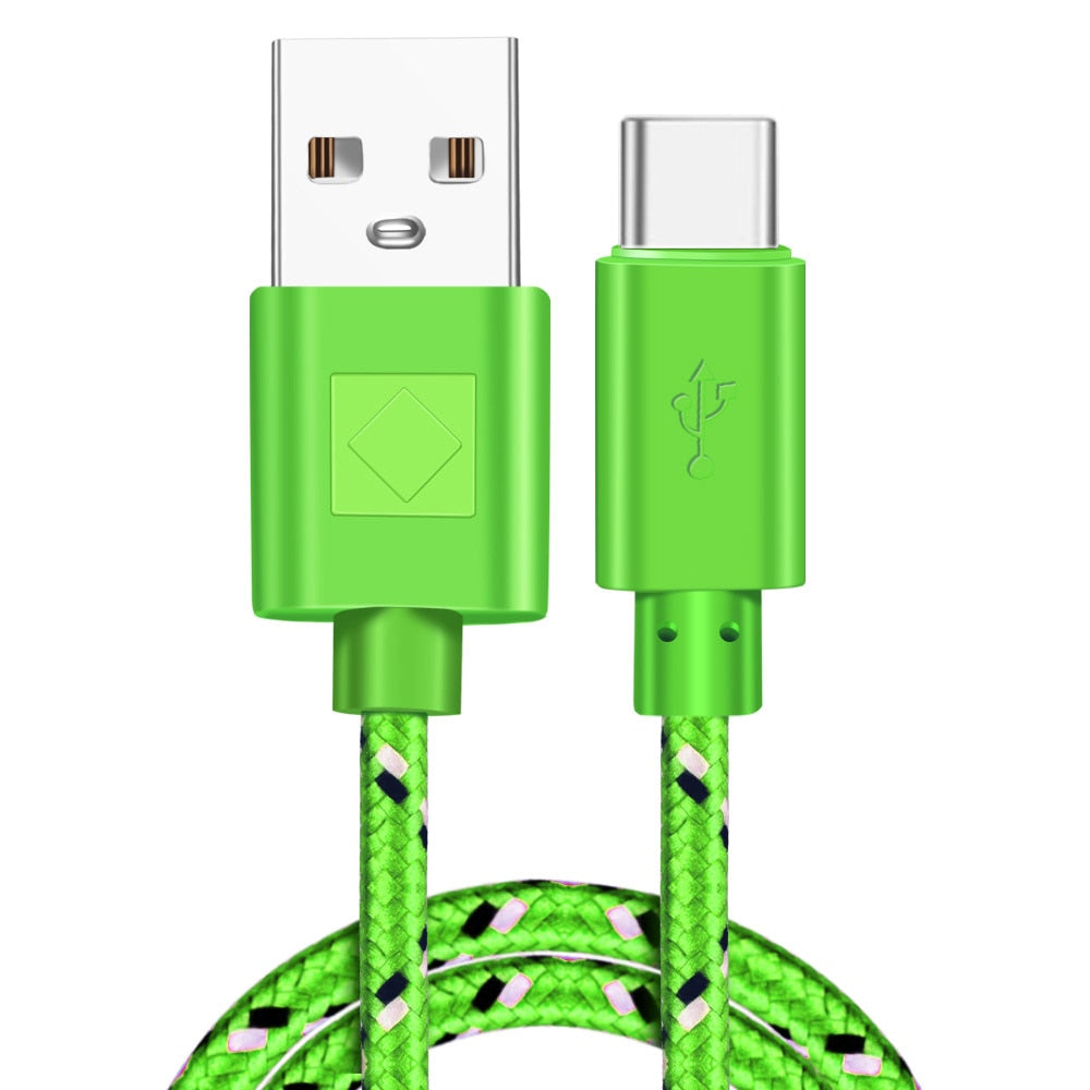 USB Type C Cable Nylon Fast Charging Data Cable for Samsung and Android Phones