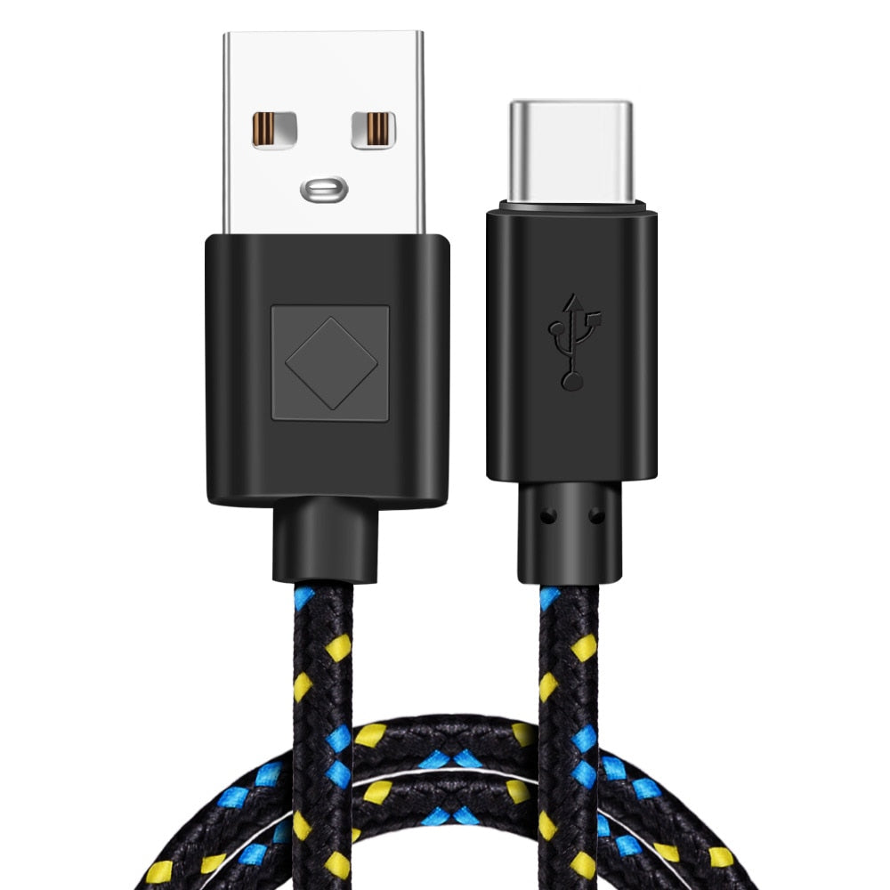 USB Type C Cable Nylon Fast Charging Data Cable for Samsung and Android Phones