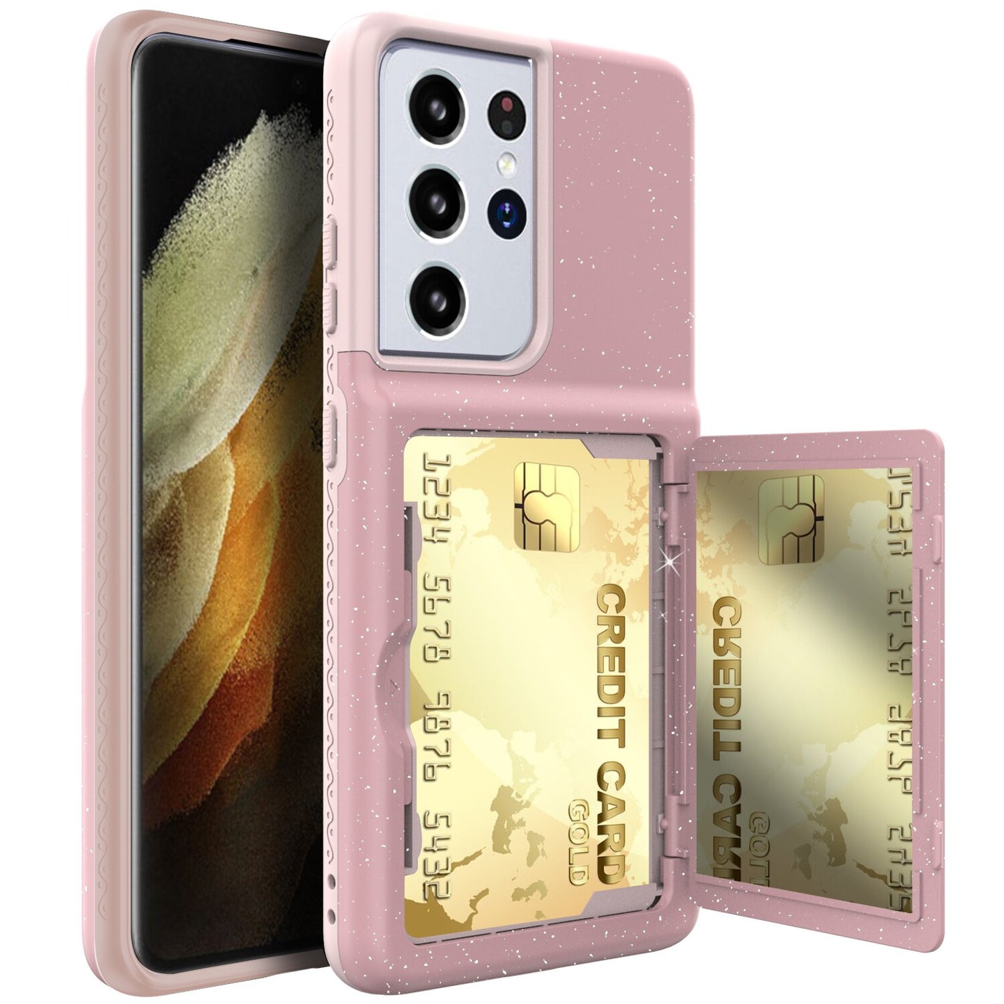 Samsung S21/Plus/Ultra Flip Cardholder Case with Makeup Mirror