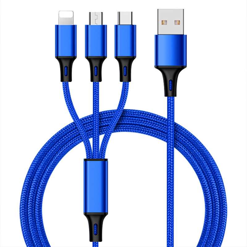 3 in 1 USB Cable Supporting Type C, Micro USB and Lightning