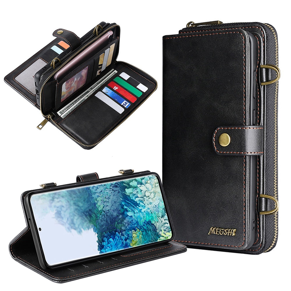 Samsung S10/S20/Note Crossbody Detachable Wallet Case