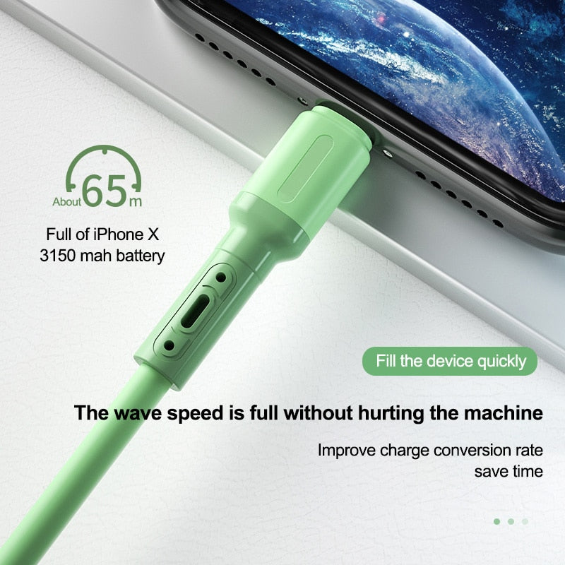Fast Charging USB Lightning Cable for iPhone 1/1.5/2M Liquid Silicone