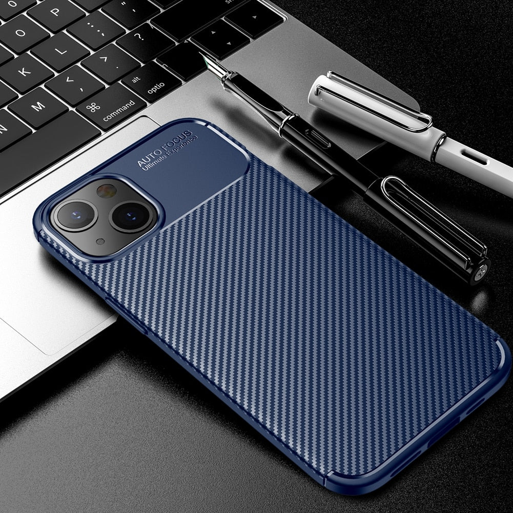 iPhone 11 Series Shockproof Soft Silicone Carbon Fiber Phone Case