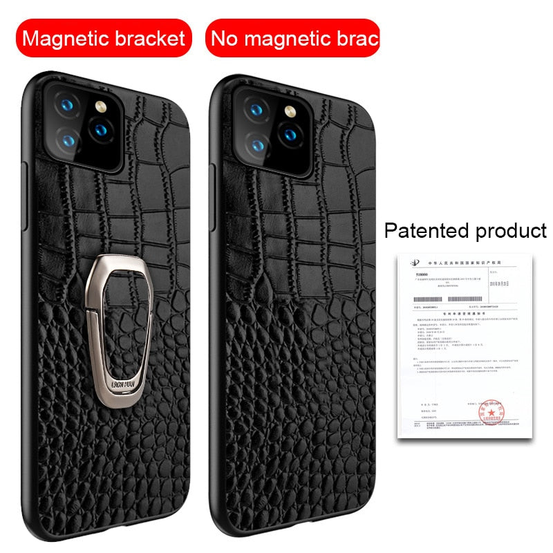 iPhone 13 Series Genuine Leather Phone Case with Magnetic Bracket