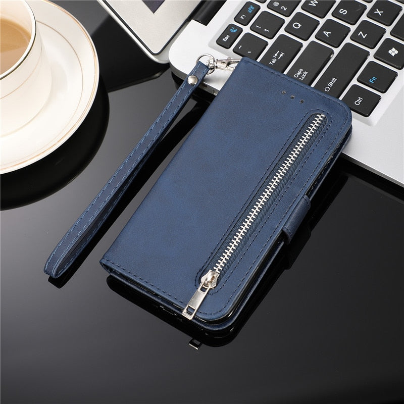 iPhone 11 Series Luxury Leather Zipper Flip Wallet Case
