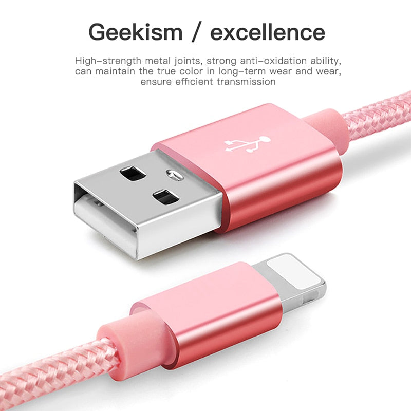 Ultra Strong Resistent Nylon USB Lightning Fast Charging Cable For iPhone