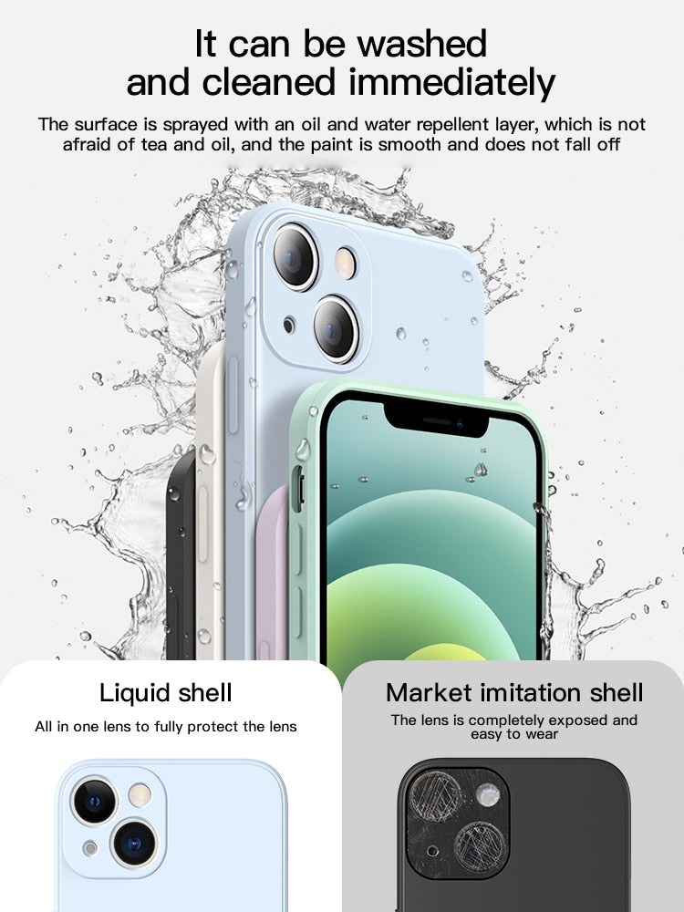iPhone 13 Square Liquid Silicone Phone Case