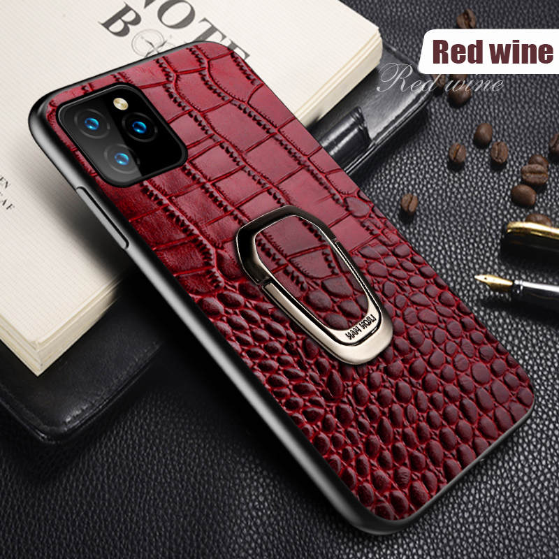 iPhone 12 Series Genuine Leather Phone Case with Magnetic Bracket