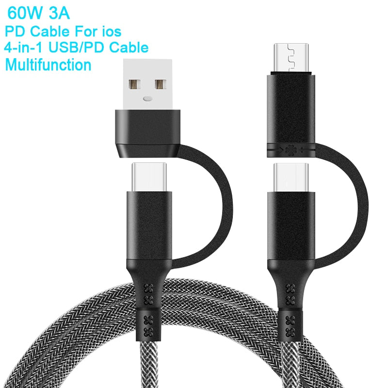 5 In 1 Fast Charging Cable for iPhone, Samsung and MicroUSB