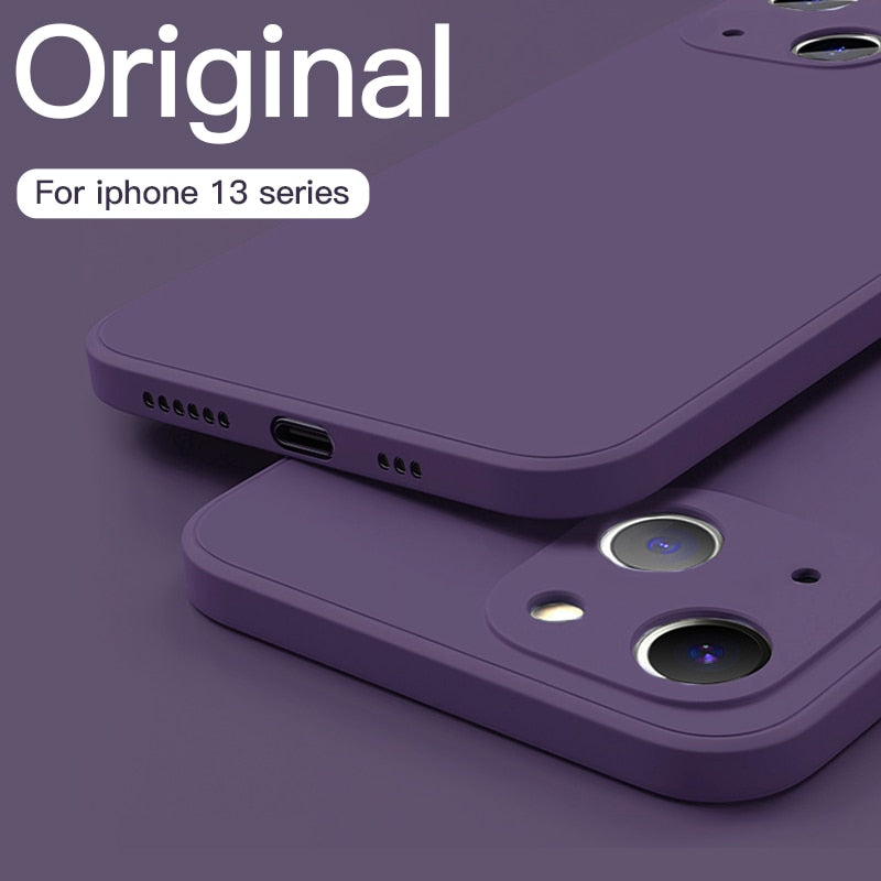 iPhone Square Liquid Silicone Phone Case (Purple, Rose Pink, Blue, Space Grey, Dark Green, White)