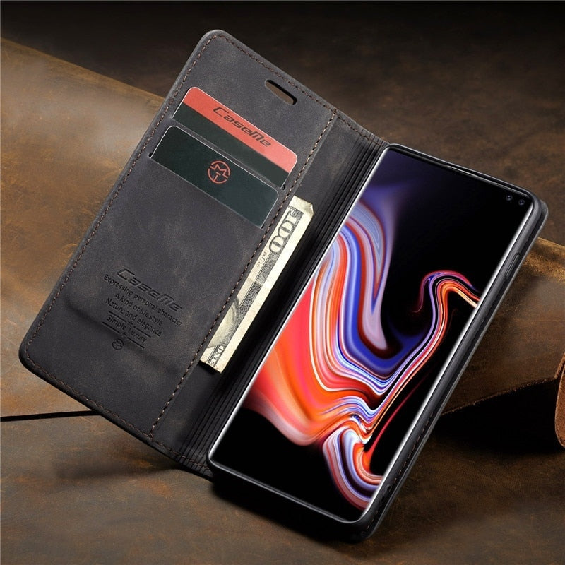 Samsung S10/S20/S21/S22/Plus/Ultra/FE/A Series Magnetic Leather Wallet Case