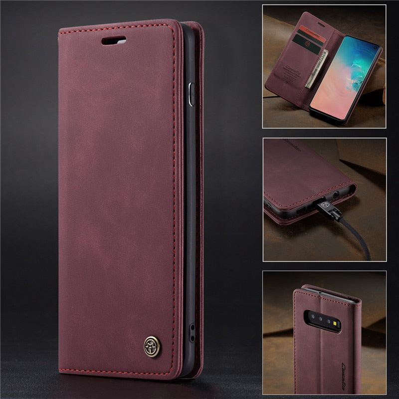 Samsung S10/S20/S21/S22/Plus/Ultra/FE/A Series Magnetic Leather Wallet Case